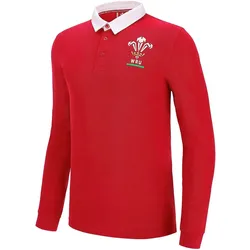 Macron, Unisex, Sportshirt, Langarmshirt Wales Rugby XV Merch CA (6XL), Mehrfarbig, Weiss, Rot
