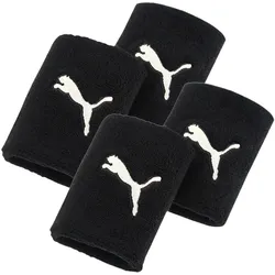 PUMA Unisex Wristband long 4er Pack - Schweißband, Running & Training, Puma Logo Schwarz