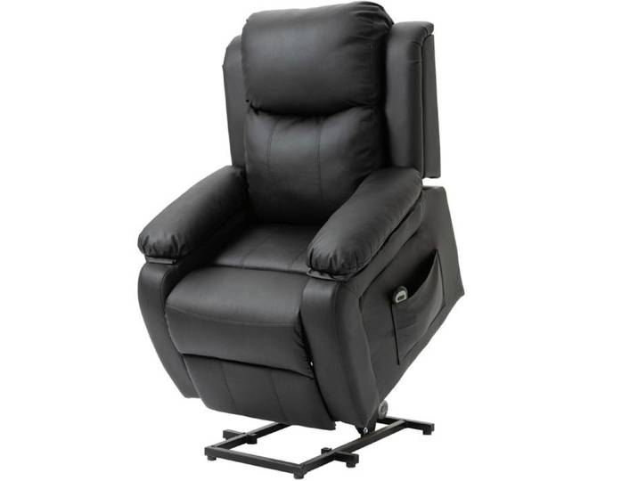 LIA Fauteuil releveur électrique fauteuil relax électrique avec repose-pied télécommande et 2 pochettes 76x90x105cm noir