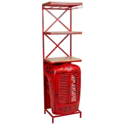 WEINREGAL aus Metall und Holz, rot, 84x40x185cm