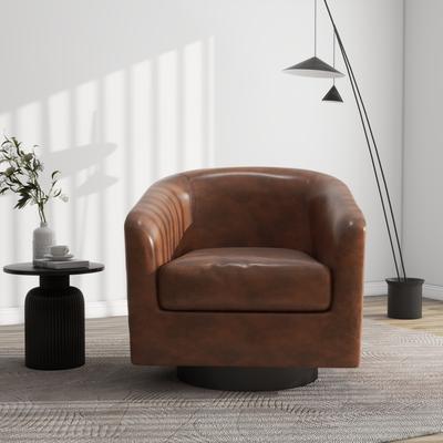 DREAMSIDEA Modern Upholstered Barrel Chair Swivel Accent Chair for Living Room