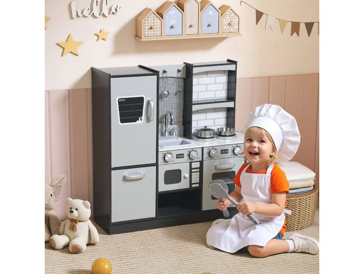AIYAPLAY Cuisine Enfant Bois avec Accessoires et Sons Marron