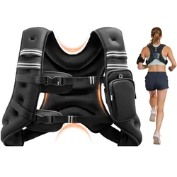 VEVOR Gewichtsweste 11,46 kg Trainingsweste mit Reflektorstreifen, Verstellbarer Schnalle & Praktischen Aufbewahrungstaschen, Fitnessweste für Krafttraining, Laufen, Joggen, Fitness & Muskelaufbau