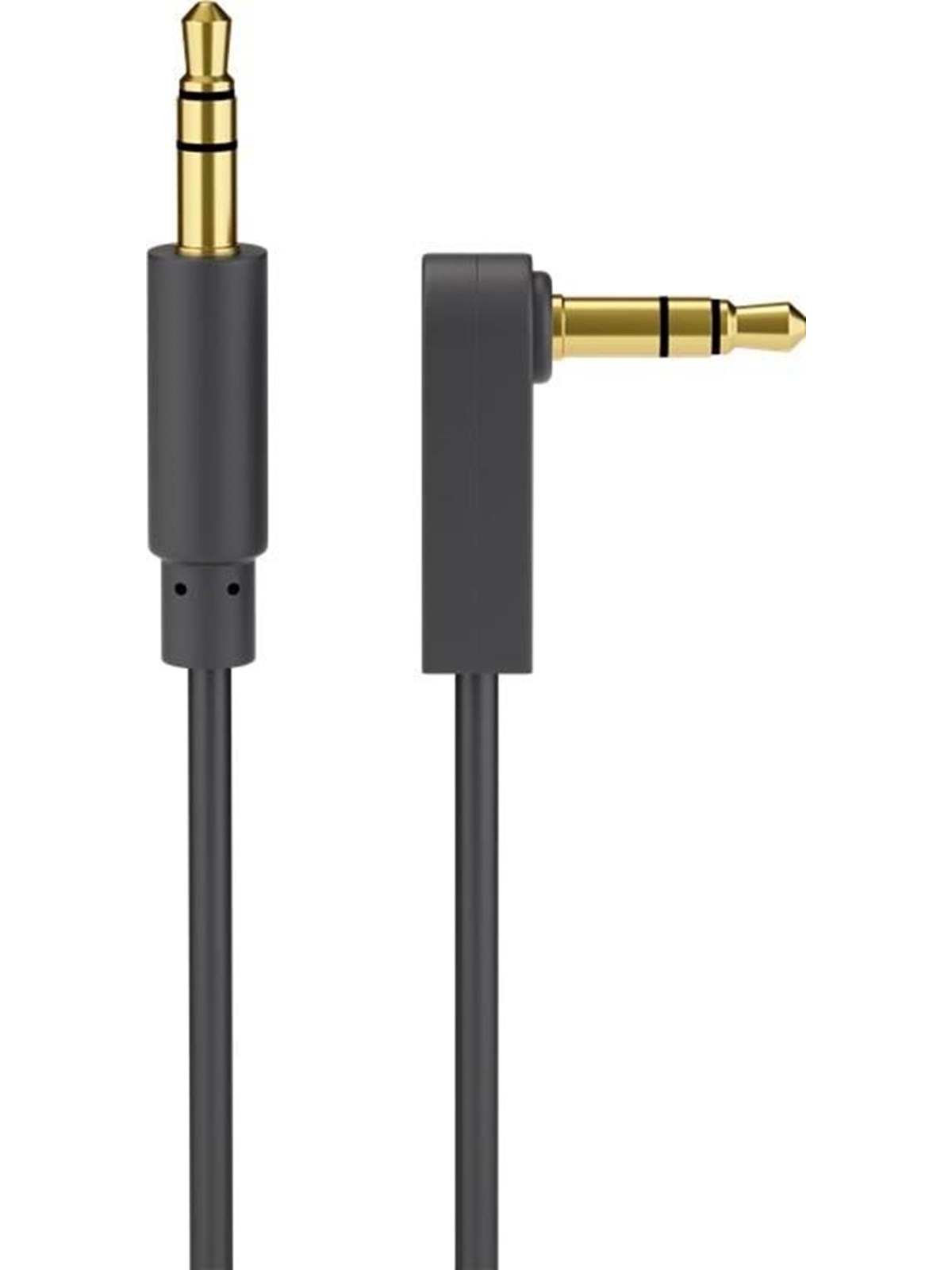 Pro AUX audio connector cable 3.5 mm stereo 3-pin slim CU angled 0.5m