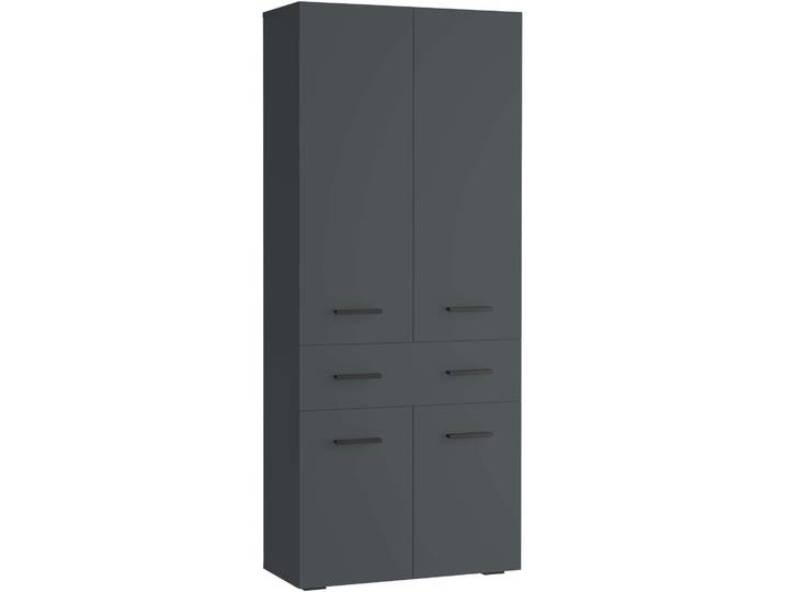 Hochschrank WELLTIME Skara , grau (anthrazit), B:76cm H:180cm T:35cm, Holzwerkstoff, Schränke, Hochschrank, mit drei variablen Einlegeböden