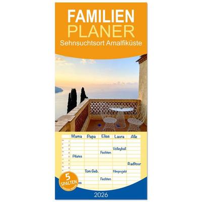 Familienplaner 2026 - Sehnsuchtsort Amalfiküste mit 5 Spalten (Wandkalender, 21 x 45 cm) CALVENDO