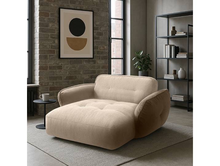 Chaiselongue BETYPE Be Fluffy, moderner Love Seat, XXL Sofa, Lese-Sessel, Big-Sessel für 2 , beige (cream), B:182cm H:87cm T:184cm, 100% Polyester, Sofas, Chaiselongue, Softes Sitzgefühl, moderne Kedernaht, hochwertiger Bezug
