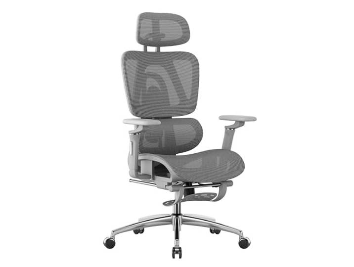 MARK ADLER Expert 7.9 Ergonomisch Schreibtischstuhl Bürostuhl Drehsessel 3-stufig Verstellbarer Rückenlehne - Fußstütze - Sitztiefe einstellen - Verstellbare Kopfstütze Armlehnen – Grau