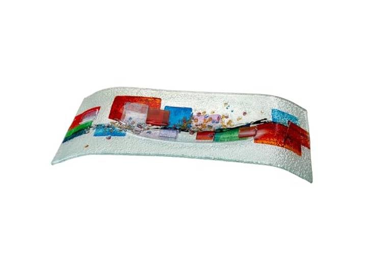 GILDE GLAS art Schale Willou aus Glas - glänzend - Einliniendesign - weiß - Breite 57cm - handbemalt