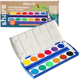 share Farbkasten 4-0024, Deckfarbkasten, 1 Deckweiß und 12 Farben
