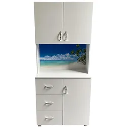 HTI-Living, Kommode + Sideboard, Schrank mit bedruckter Rückwand Palmen (80 x 40 x 180 cm)