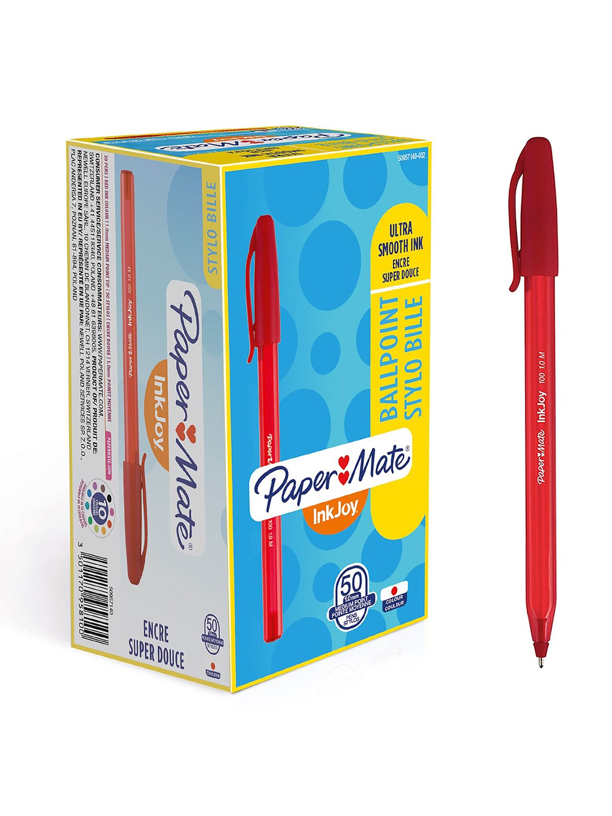 Paper Mate InkJoy 100ST Kugelschreiber | mittlere Spitze (1,0 mm) | Rot | 50 Stück
