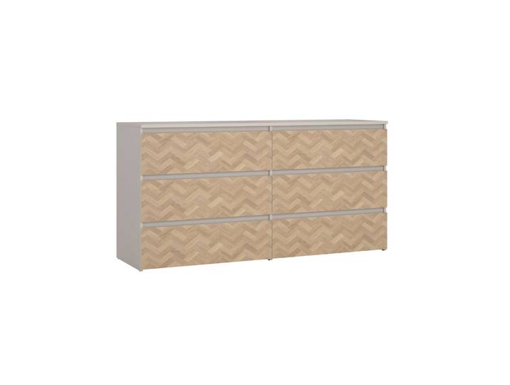 Kommode HOME AFFAIRE Maise in Holzoptik mit elegantem Fischgrätmuster , beige (kaschmir, fischgrätmuster, jackson hickory), B:138,1cm H:69,9cm T:41,45cm, FSC-zertifiziertes teilmassives Holz, Sideboards, Kommode, Fischgrätdekorfronten für einen modernen Wohnstil