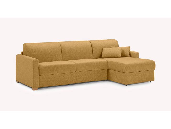 Canapé convertible Tissu JERRY Angle - Jaune - Couchage 160x195