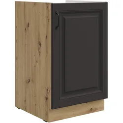 Spülenschrank 50 cm Stilo Grau + Eiche Artisan Küchenzeile Küchenblock Küche