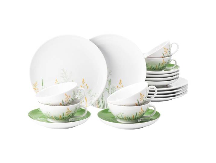 Geschirr-Set SELTMANN WEIDEN Teeservice Liberty Meadow Grasses 18er Set grün , grün, 18, Porzellan, Geschirr-Sets, Geschirr-Set, Spülmaschinenfest, Mikrowellensicher, Ofenfest