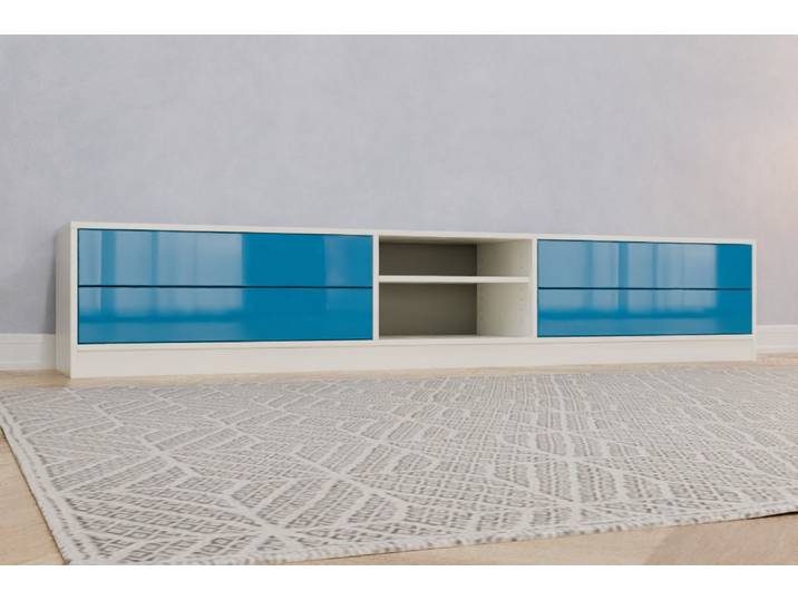 TV-Möbel nach Maß - RAL 5015 Himmelblau - 46x251x45cm - Individuell konfigurieren