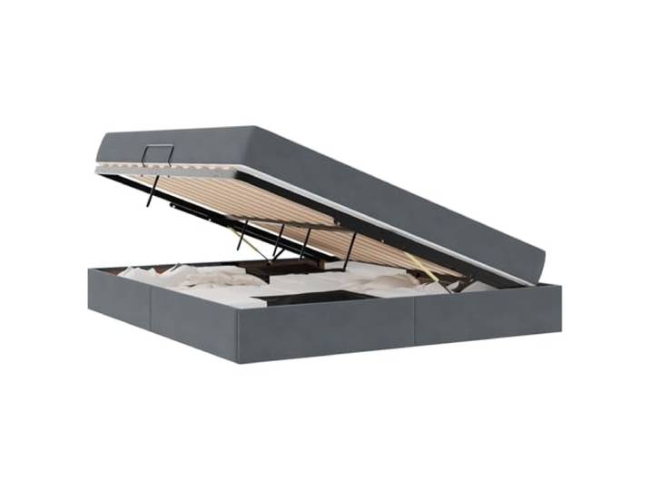 KKgypkn Samtbett mit Matratze 180x200 cm, Stauraumbett Dunkelgrau, inklusive Lattenrost und mittelfester Matratze mit Taschenfederkern, hydraulischer Seitenlift-Mechanismus, modernes