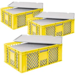 BRB 3x EPS Thermobox in Stapelkorb mit Deckel, LxBxH 600x400x240 mm, gelb