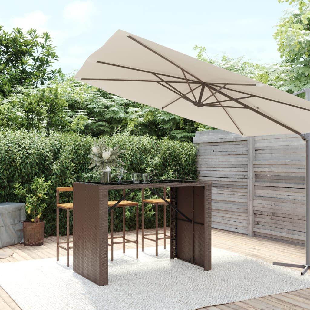 Ebern Designs Lavel Rectangular Glass Steel Outdoor Bar Table 80 cm D Brown 110cm H x 145cm L x 80cm D