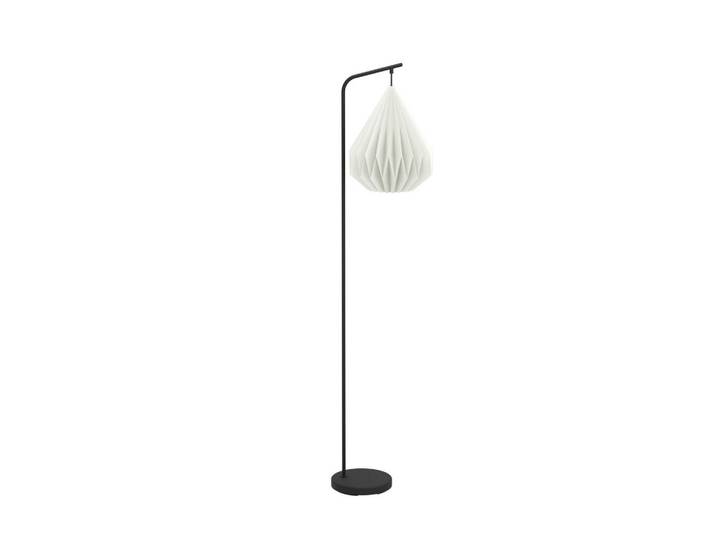 Eglo Stehleuchte, Schwarz, Weiß, Metall, Papier, länglich, 30x158.5x36.5 cm, Fußschalter, Lampen & Leuchten, Innenbeleuchtung, Stehlampen, Stehlampen