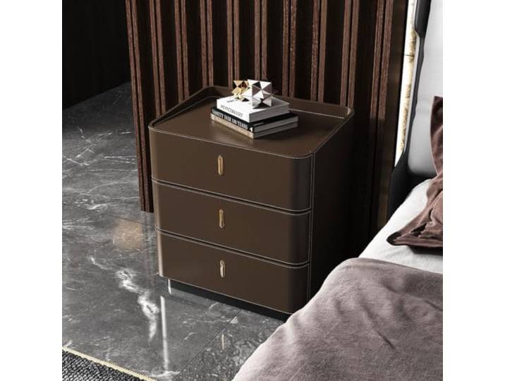 Nachttisch 3 Schubladen Beistelltisch Aufbewahrungsschrank Geräuscharme Schienen Ohne Schrankbeine Für Schlafzimmer/Wohnzimmer(Dark brown,40cm/16in)