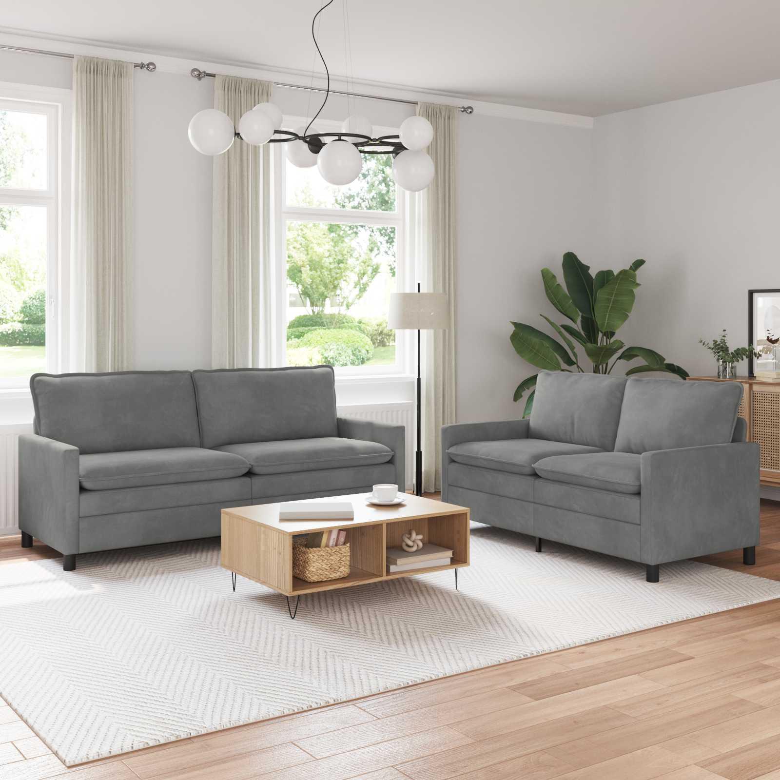 Maison Exclusive - Sofa Set 2 stk. Dunkelgrau Samt