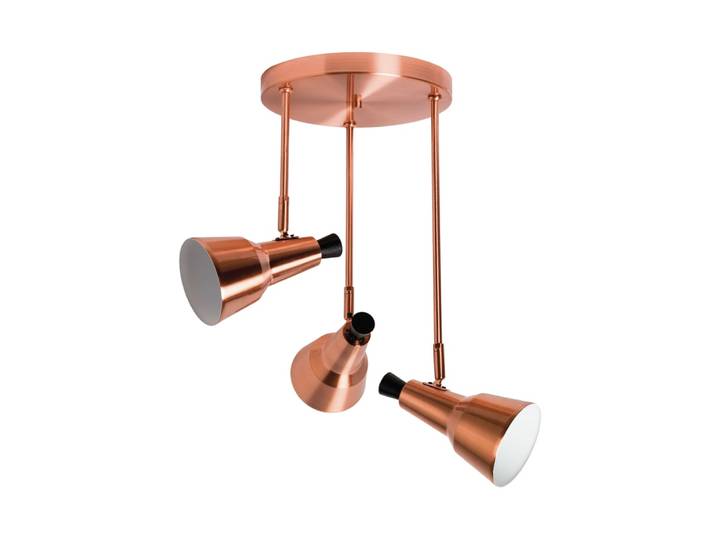 Suspension à trois lumières en métal et bois