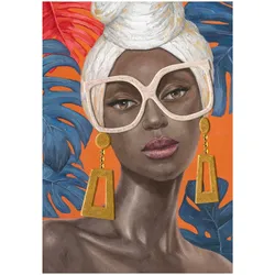 La Casa »Lady mit Brille und Ohrringen« Ölbild handbemalt auf Leinwand