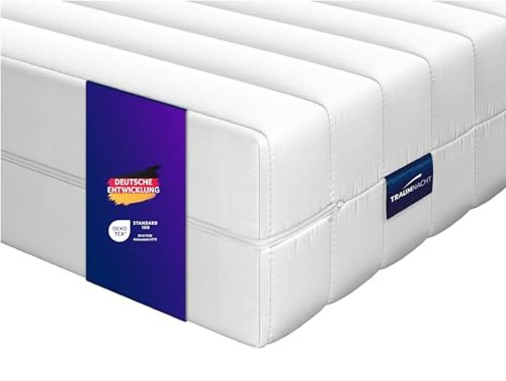 Traumnacht Basic XXL Tonnentaschenfederkernmatratze H3 140x200 22 cm ergonomische 7-Zonen mittelfest atmungsaktiv Öko-Tex deutscher Qualitätsstandard