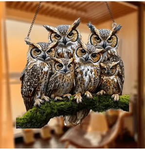 Inspire Curations Colorful Owl Hanging Pendant Light Whimsical Indoor & Outdoor Decorative Lamp b