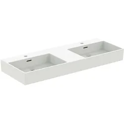Ideal Standard Extra Doppel-Waschtisch R0539V1 je 1 Hahnloch, mit Überlauf, seidenweiß