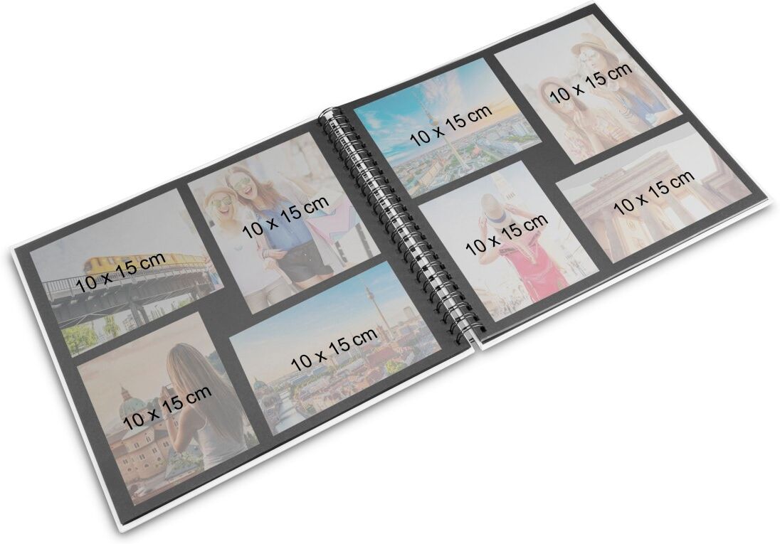 Hama Fotoalbum "Spiralalbum 36 x 32 cm für 300 Fotos", grün, Fotoalben, Spiralbindung, Einstecktasche, Strukturpapier, 50 Seiten, Scrapbook, Fotoalbum