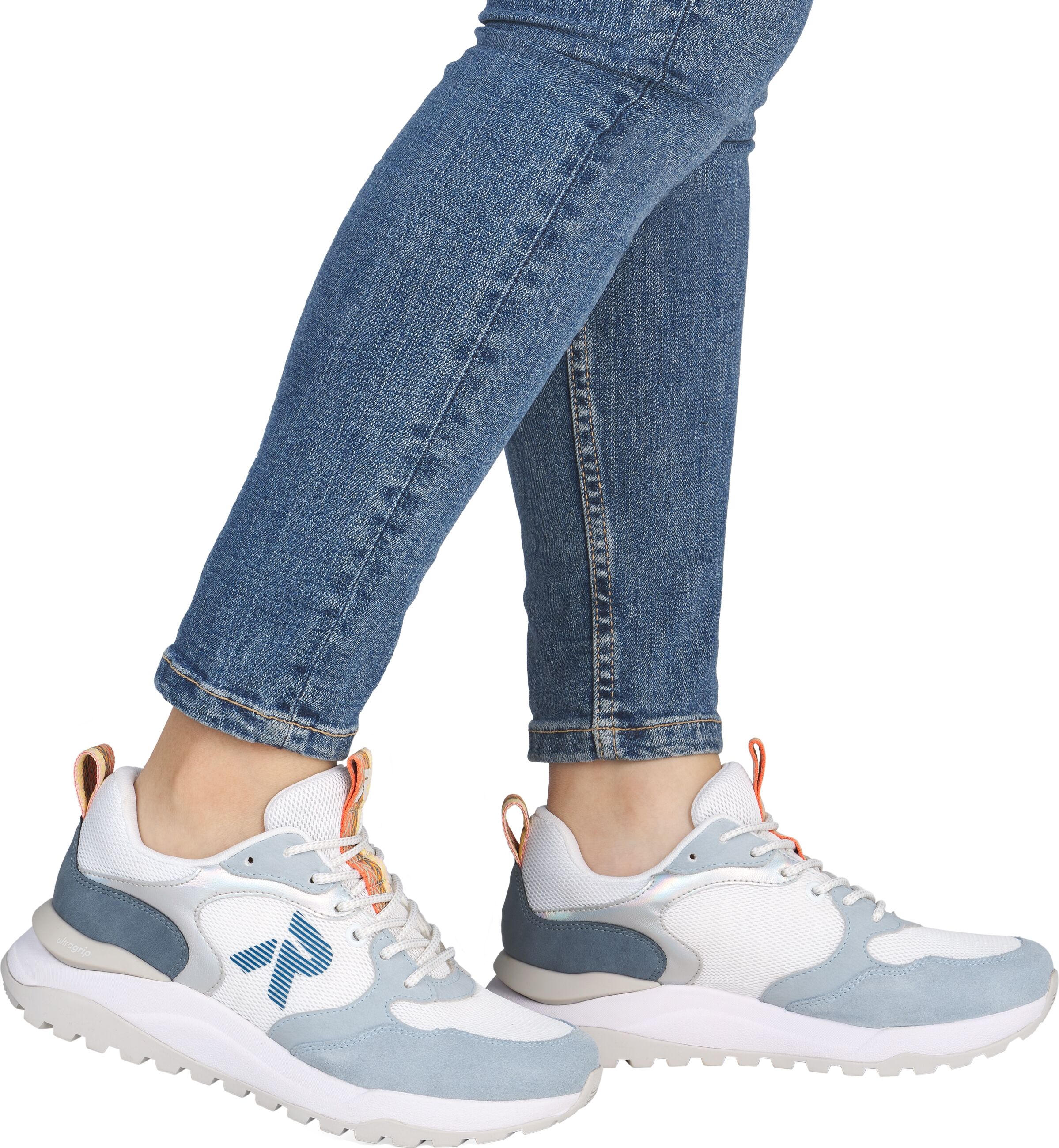 Keilsneaker RIEKER SPORT, Damen, Gr. 41, blau (weiß, hellblau), Synthetik, Textil, Schuhe Keilsneaker, Schnürschuh, Freizeitsneaker, Halbschuh mit gepolstertem Schaftrand weiß, hellblau 41