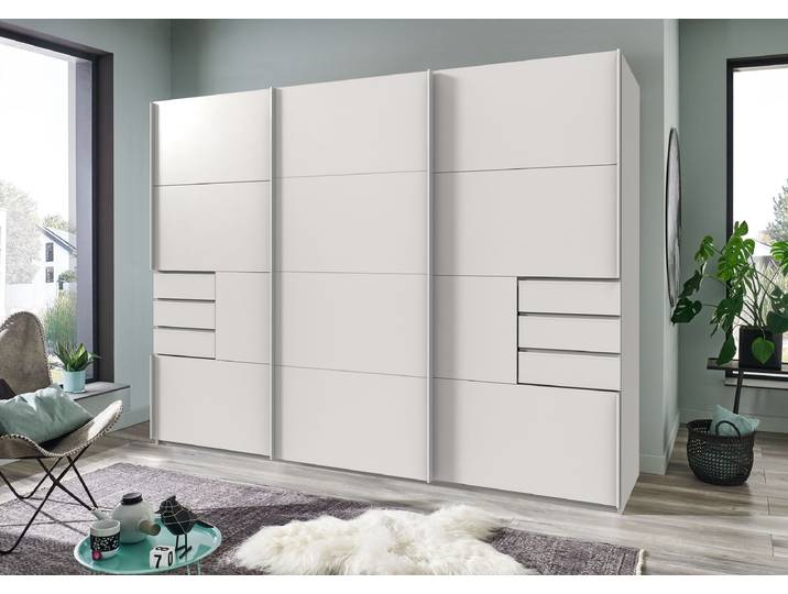 Schwebetürenschrank Bangkok 270cm Weiß/Weiß