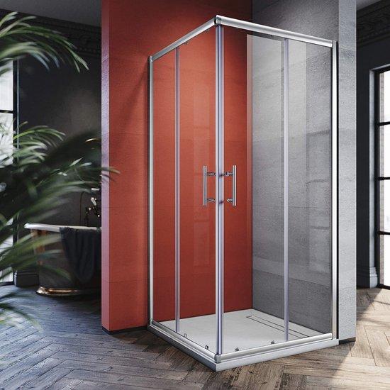 Famanu Duschekabine 70x70 cm ohne Duschwanne - mit Doppel-Schiebetür und Echtglas