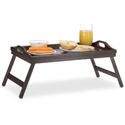 Relaxdays Klappbares Betttablett dunkelbraun Dunkelbraun
