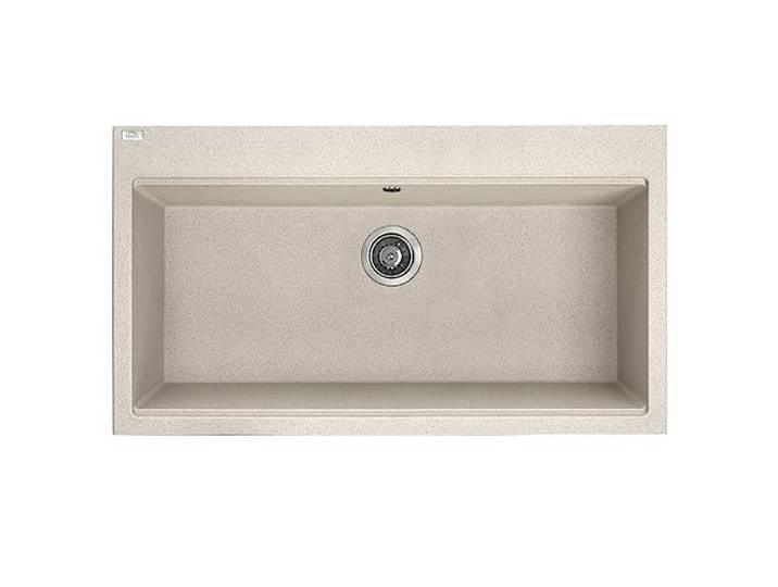 KOLMAN Granitspüle Tau Spülbecken Einzelbecken mit Space Saving Siphon (Beige, 50x90 cm)