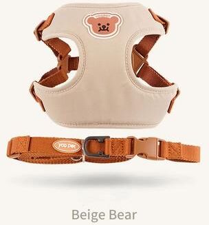 Uplift Treasures Cute Bear Adjustable Pet Harness And Leash Set white m