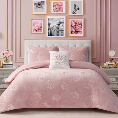 Juicy Couture Embossed Plush Crown Comforter Sets