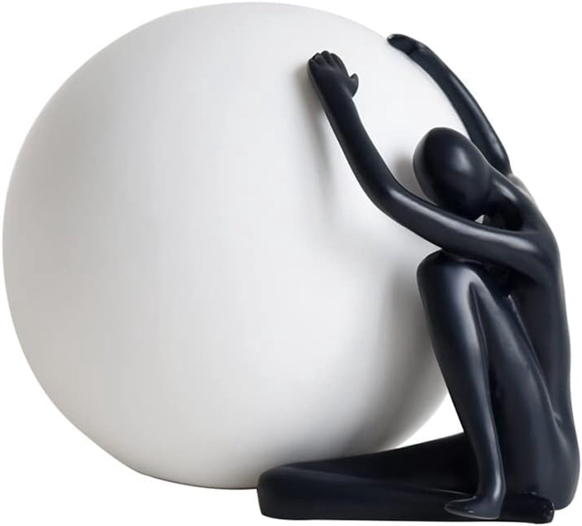 Abstract Hars Beeld Decoratie Wit Zwart - Hoogte: 24 cm