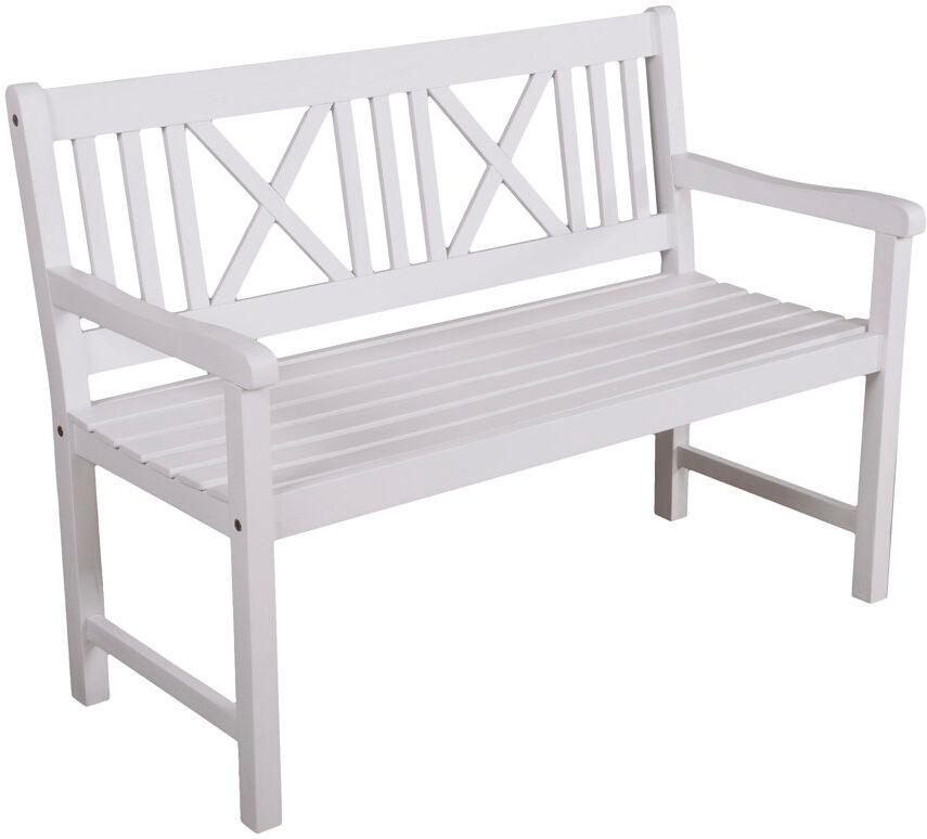 August Grove Roseanna Solid Wood Eucalyptus Outdoor Bench White 89cm H X 120cm W X 55cm D