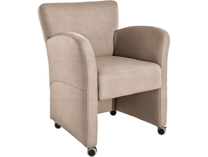 Sessel EXXPO - SOFA FASHION Cortado, Loungesessel auf Rollen, schmale Armlehnen, bequem , beige, B:66cm H:85cm, Sessel, Sessel, hohe Bodenfreiheit, schöne Detailverarbeitung