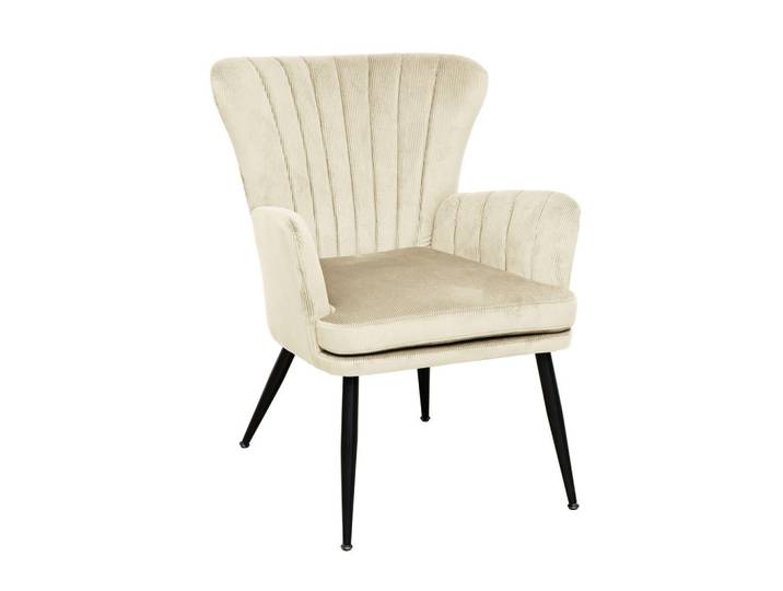 Svita Sessel Sansa Cord Weiß, 64x85x66 cm, Wohnzimmer, Sessel, Polstersessel