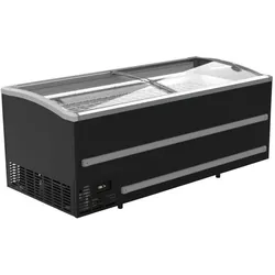 CombiSteel Supermarkt Tiefkühltruhe EMDA | 2x Glasschiebedeckel + LED | 1372L, HxBxT 95x250,8x95,2cm | -18/-23°C | Schwarz | + CHEFGASTRO Geschirrtuch