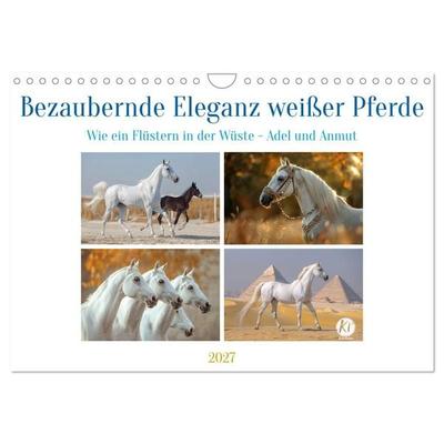 Bezaubernde Eleganz weißer Pferde (Wandkalender 2027 DIN A4 quer), CALVENDO Monatskalender