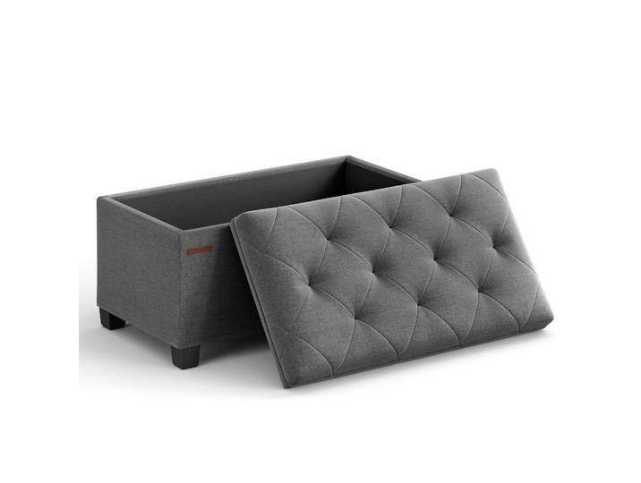 Sitzbox, Dunkelgrau, Metall, Kunststoff, 76x40x40 cm, als Aufbewahrungsbox verwendbar, Stauraum, Wohnzimmer, Hocker, Sitzwürfel