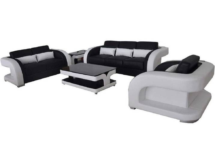Xlmoebel Polstergarnitur Moderne Ledercouch in edlem Design für gemütliche Stunden, (Polstergarnitur, 3-tlg., Sofagarnitur 3+2+1 F3002C + Tisch), Hergestellt in Europa