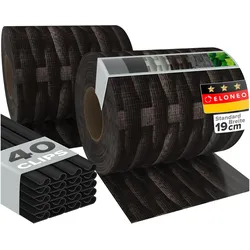 Eloneo, Sichtschutz, PVC Sichtschutzstreifen für Doppelstabmattenzaun, 35m x 19cm je Rolle, 2er-Set Rattan dunkel