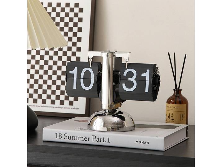 Horloge à bascule automatique, horloge de bureau mécanique minimaliste, design équilibré, décoration d'intérieur pour le salon, le meuble TV, cadeau de fête